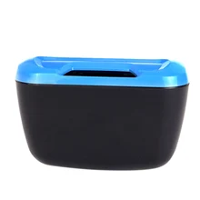 Car portable universal travel car mini hanging blue trash can