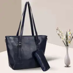 2 шт./компл. Для женщин вместительные сумки одноцветная сумка дорожная сумка-шоппер клатч кожа сумка на плечо
