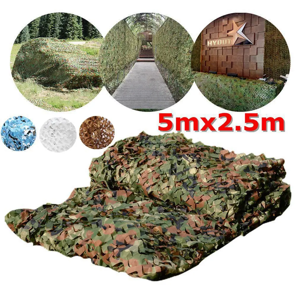  5m x 2.5m Hunting Military Camouflage Net Woodland Army training Camo netting Car Covers Tent Shade