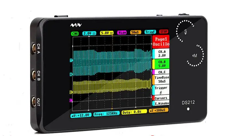 Digital Oscilloscope 100MSa//s Mini DS213 Handheld Pocket-Sized Digital Storage Oscilloscope 4 Channels
