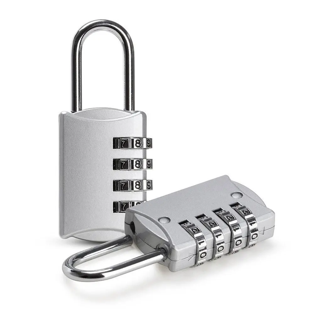 

CNIM Hot 2 Pcs Padlock Code 4 Digit Security Anti-theft Zinc Alloy perfect for Locker, Travel Case Etc-Silver Gate