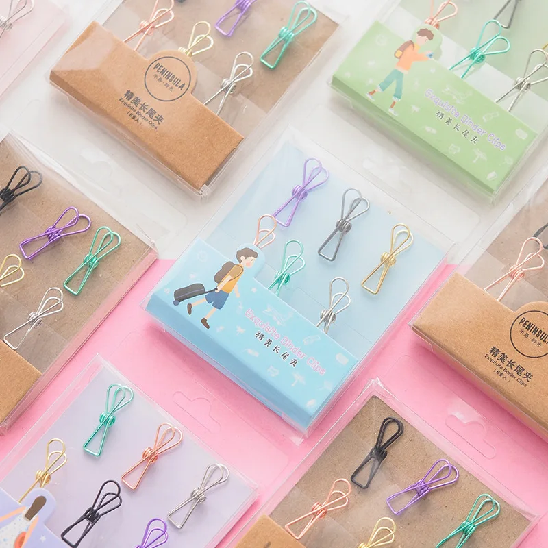 

6Pcs/lot Beautiful Colored Binder Clip Bookmark Paper Clip Metal Material Bookmarks For Book Stationery School Office Supplies