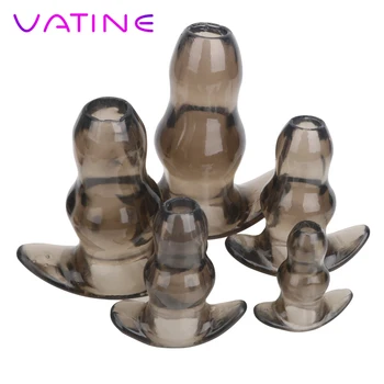 

VATINE 5 Sizes Hollow Anal Plug Soft Speculum Masturbation Butt Plug Anal Dilator Enema Prostata Massager Sex Toys For Woman Men