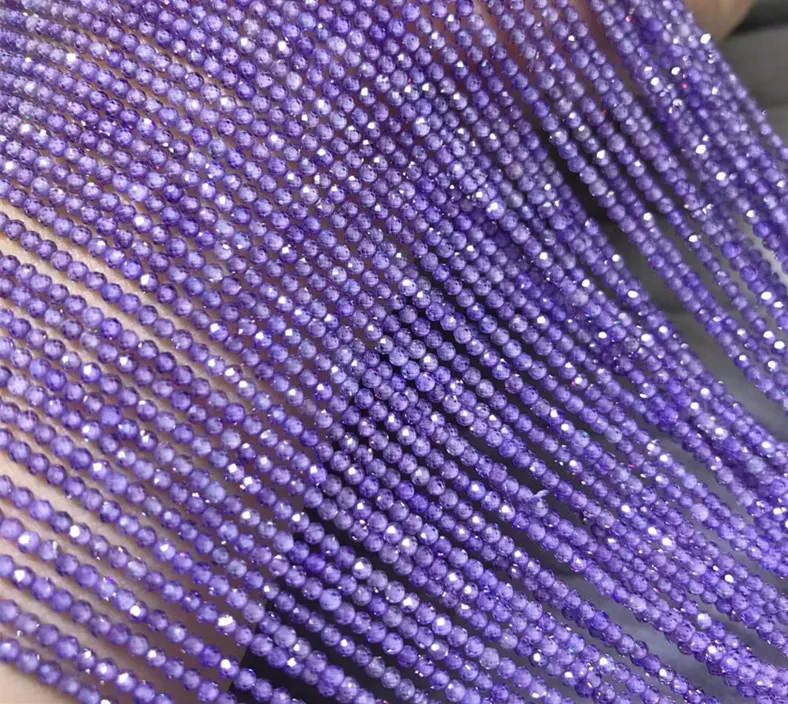 

loose beads zircon round faceted 2/3mm purple/white/orange/pink/greenature 14inch for making jewelry necklace FPPJ wholesale