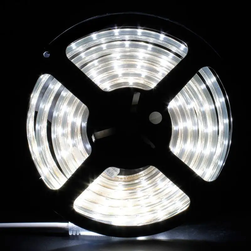 buy Led Strip 220V Waterproof White 5M Led Tape Light With Eu Power Plug Lighting Christmas Light Decoration Outdoor Smd 3528