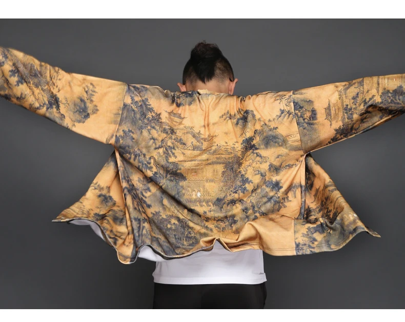 

Japanese kimono traditional kimono cardigan kimono jacket yukata men Chinese style print Keep warm Leisure Large size tops yukat