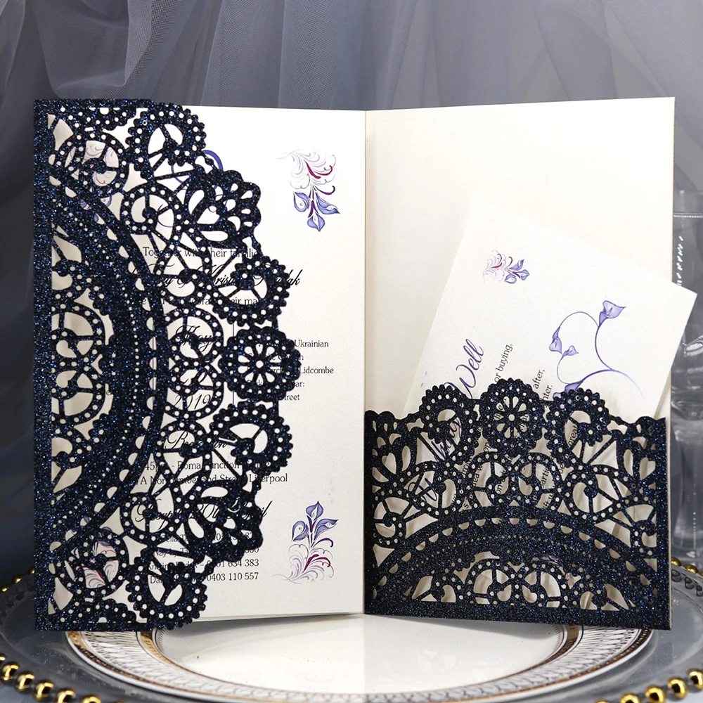  Pearl Paper 3 Colors 2019 New 10pcs Laser Cut Wedding Invitations Cards Set Greeting Business Invit - 32996290230