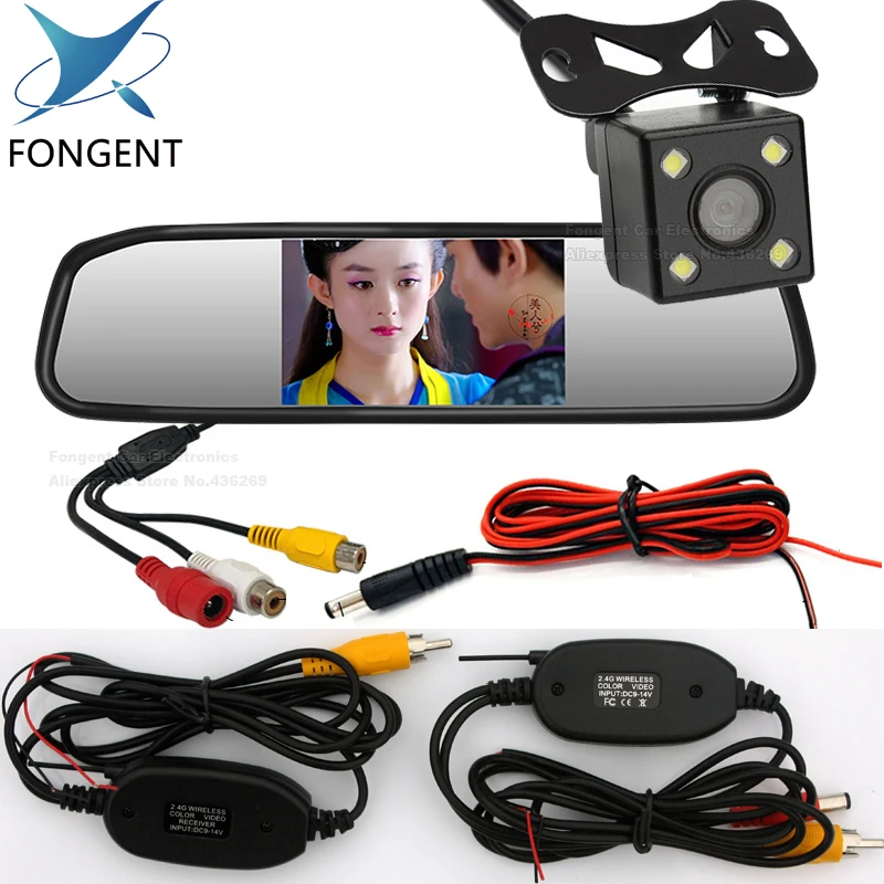 

4.3 Inch TFT LCD Car Special Bracket Rear View Mirror Monitor for Parking Assistance System + 2 RCA Video Player Input Reverse
