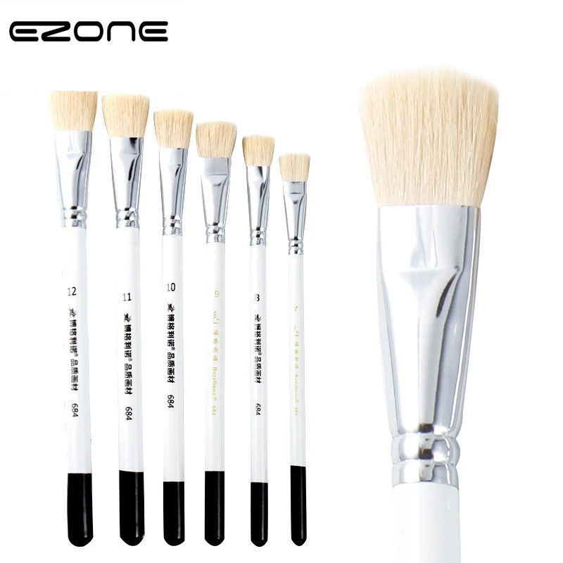 

EZONE 1PC Oil Painting Brush For Watercolor Painting Wooden Handel Wool Hair Different Size Brush Gouache Acrylic Art Supply