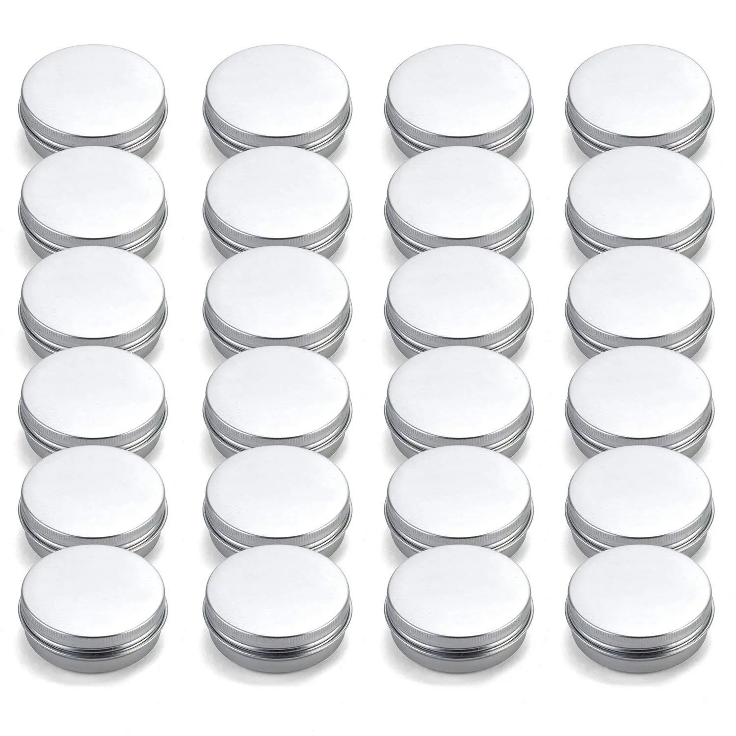 

2oz 24Pack Metal Steel Flat Silver Metal Empty Slip Slide Round Containers With Tight Sealed Twist Cover