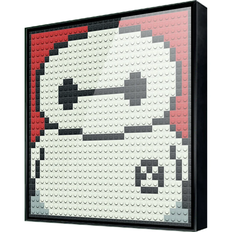 Handmade Pixel Art 32x32 Dots DIY Painting Cartoon Cat Frame Room