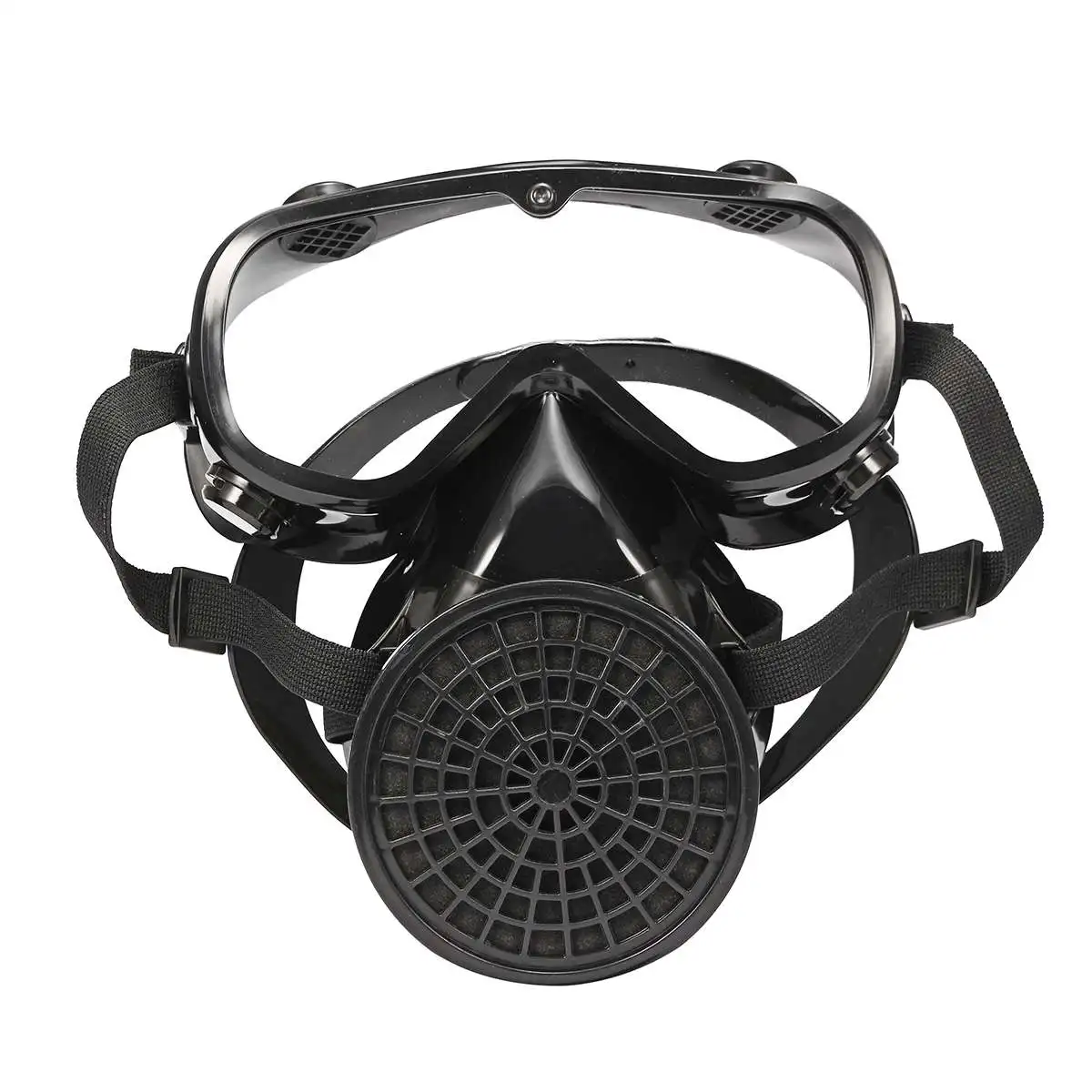 

Respirator Gas Mask Facepiece Adjustable Safety Chemical Respirator Dust Haze Protective Filter Workplace Military Goggles Black