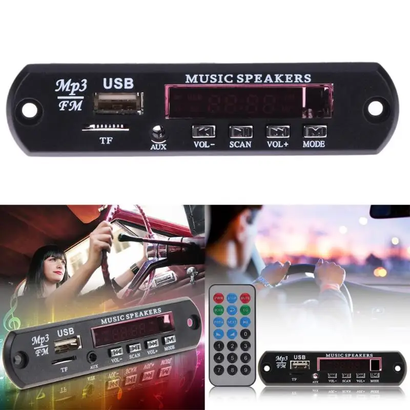 

12V Auto Car Music MP3 WMA Decoder Board Panel Audio Decoder Board Module AUX USB TF FM Radio With Remote Controller