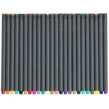 24 Fineliner цветные ручки набор, 0,38 мм мелким наконечником ручки, пористые мелкой точки Makers чертёжные ручки, идеально подходит для письма в Пуля журнал