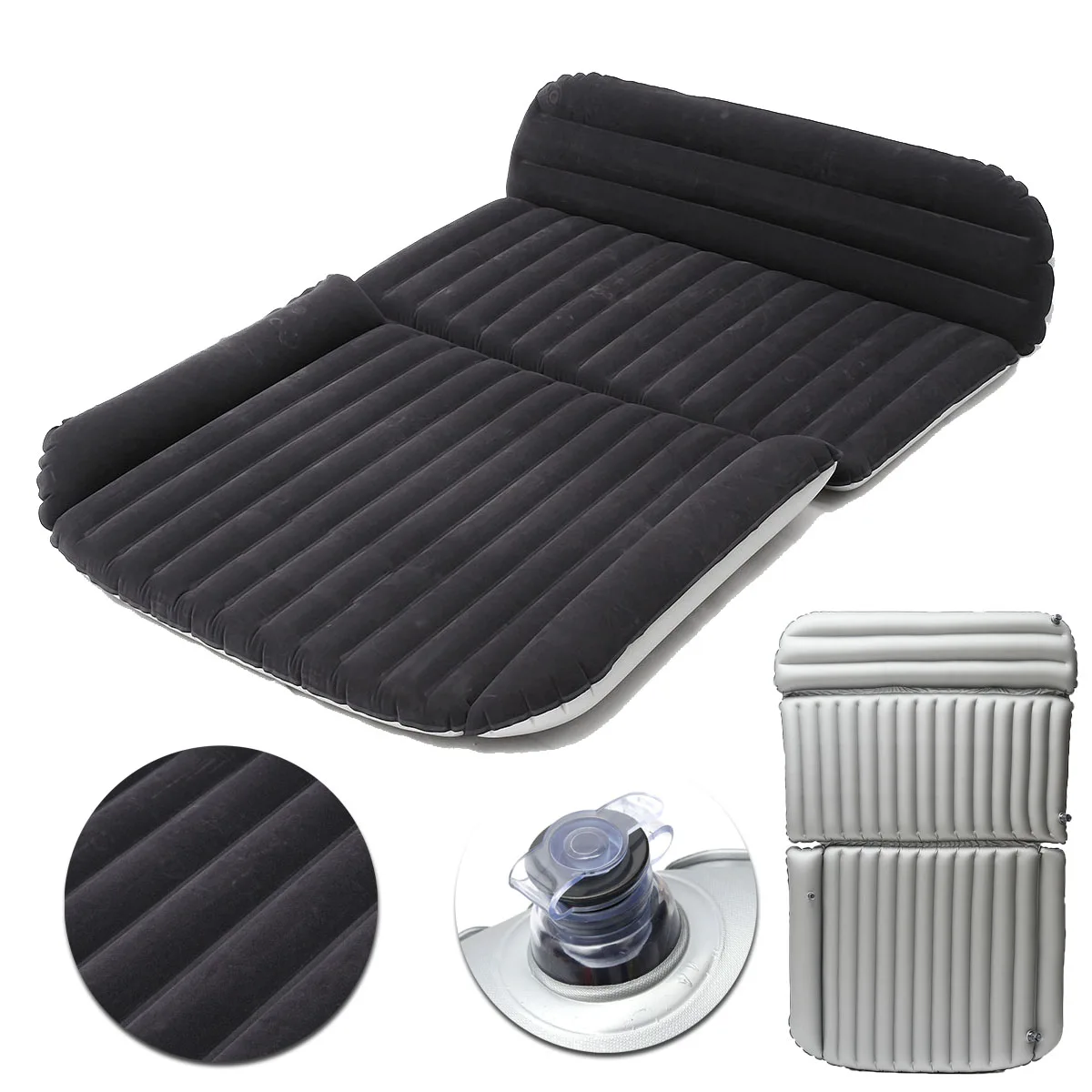 Portátil plegable Universal de coche cama inflable flocado coche colchón de aire macho bomba de aire para acampar al aire libre Pad