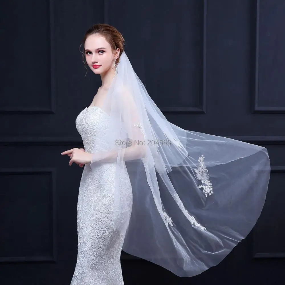 

Stunning Tulle Fingertip Wedding Veils High Quality Bridal Veils with Comb
