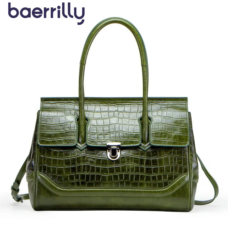 

Fashion Crocodile Grain Womens Shoulder Bags Genuine Leather Handbag High-capacity Totes Luxury Handbags Women Bags Designer
