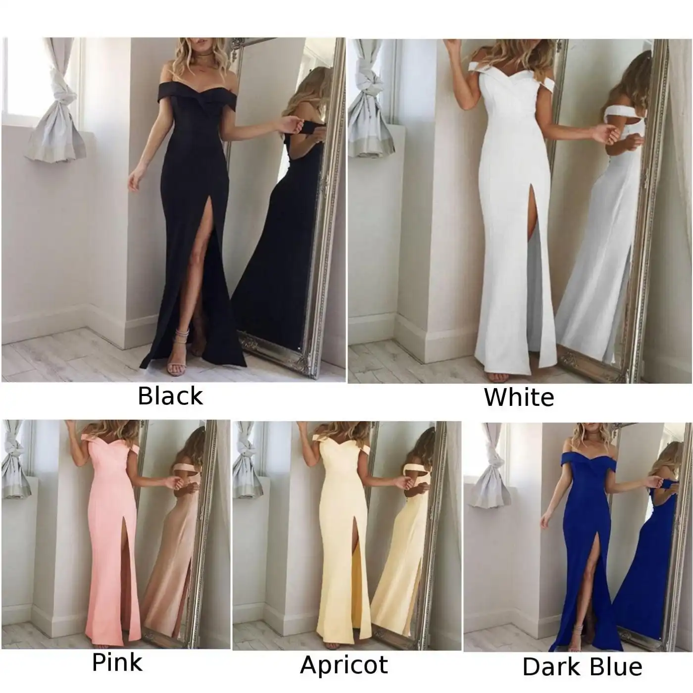 Longue Robe Lâche Fente Grande Taille Femmes élégant Robe De Soirée De Mariage Cocktail Maxi