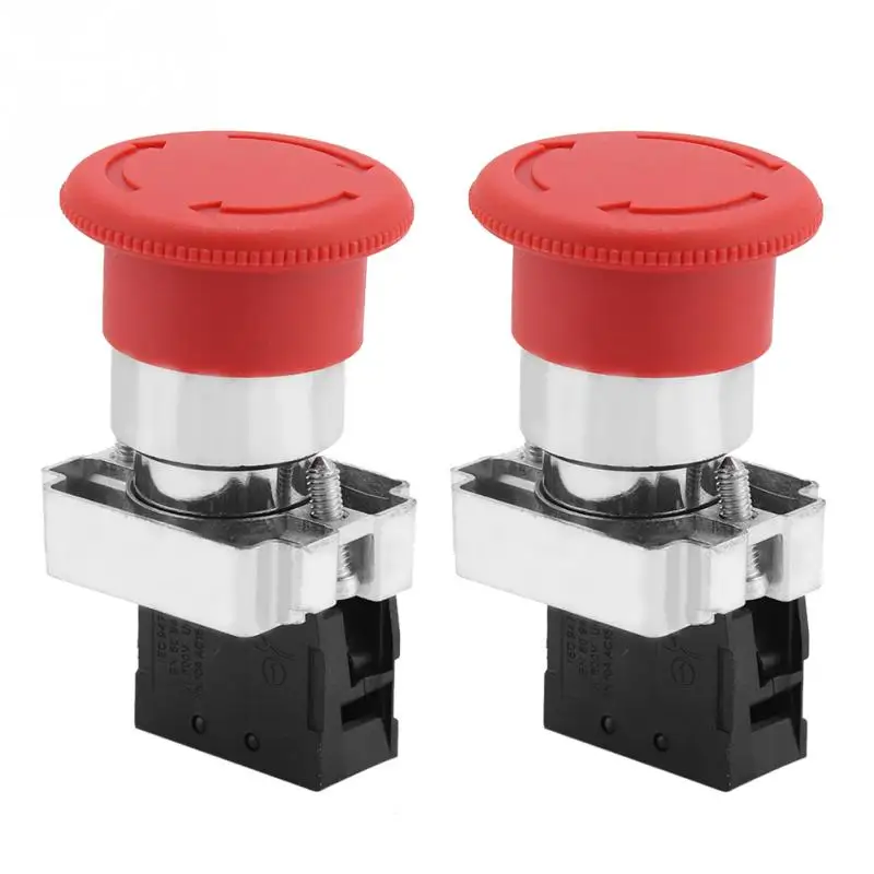 

2PCS Red Mushroom Cap Emergency Stop Switch Button 22MM XB5 Switch Equipment Lift Elevator Latching Self Lock AC 240V-3A