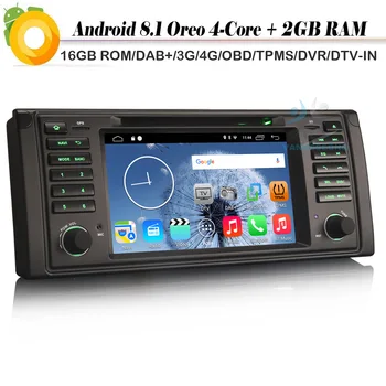 

Quad Core Android 8.1 Autoradio DAB+ Car stereo DVD Radio WiFi 4G OBD Car GPS Navigation Player for BMW 5 Series E39 E53 M5 X5