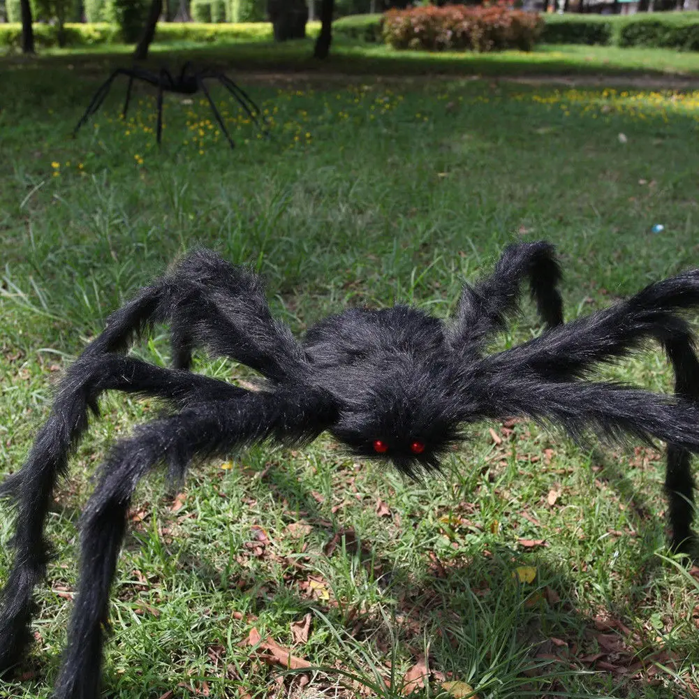 5FT/150cm Hairy Giant Spider Decoration Halloween Prop Haunted House Decor Party Holiday Spider Decorations