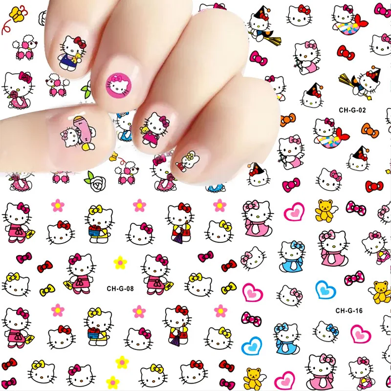 

Self dhesive cartoon nail stickers for nails art decoration manicure supplies tool nail decals Hello Kitty Cat