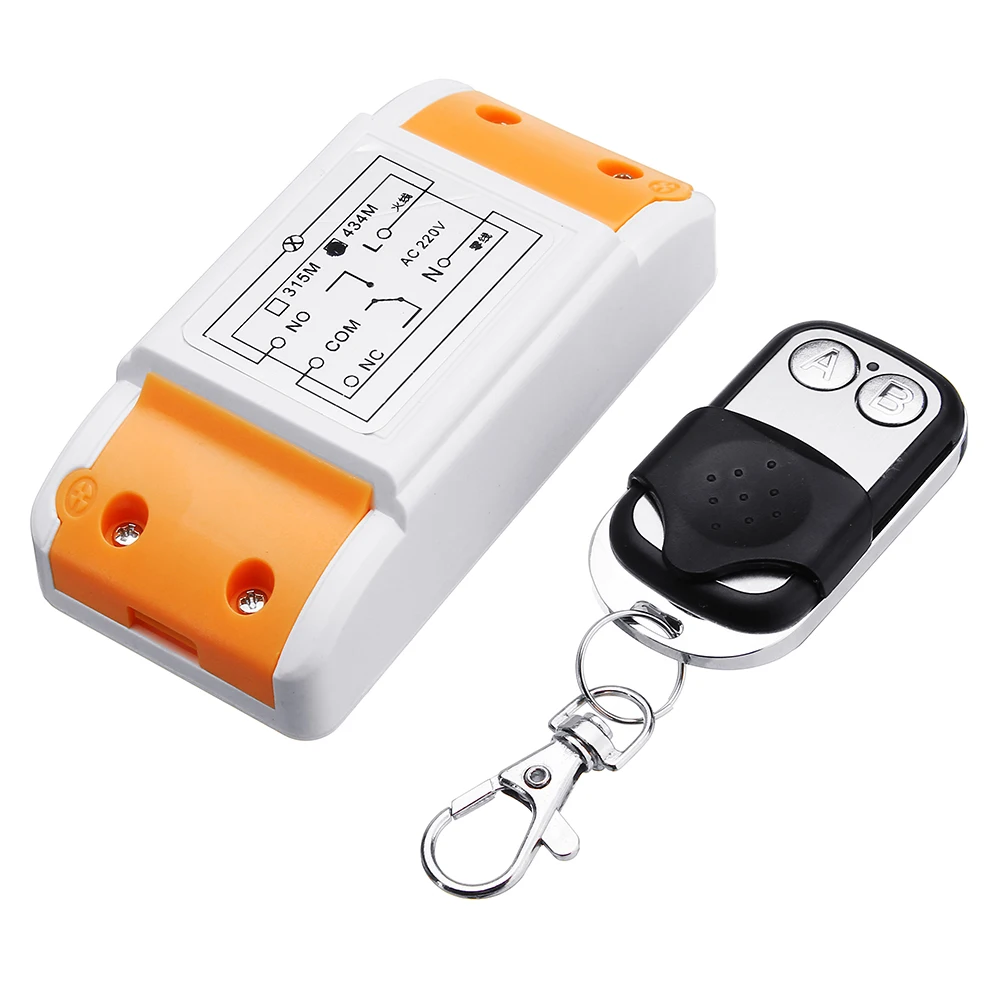 

LEORY 433MHz AC 220V 1CH Channel Wireless Remote Control Smart Switch Module with Small Metal 2 Key Transmitter