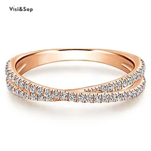 Visisap Elegant Fine Finger Rings for Women Icedout Rose Gold Color Cross X Ring Party Gifts Dropshipping Trendy Jewelry B2282 Visisap Elegant Fine Finger Rings for Women Icedout Rose Gold Color Cross X Ring Party Gifts Dropshipping Trendy Jewelry B2282