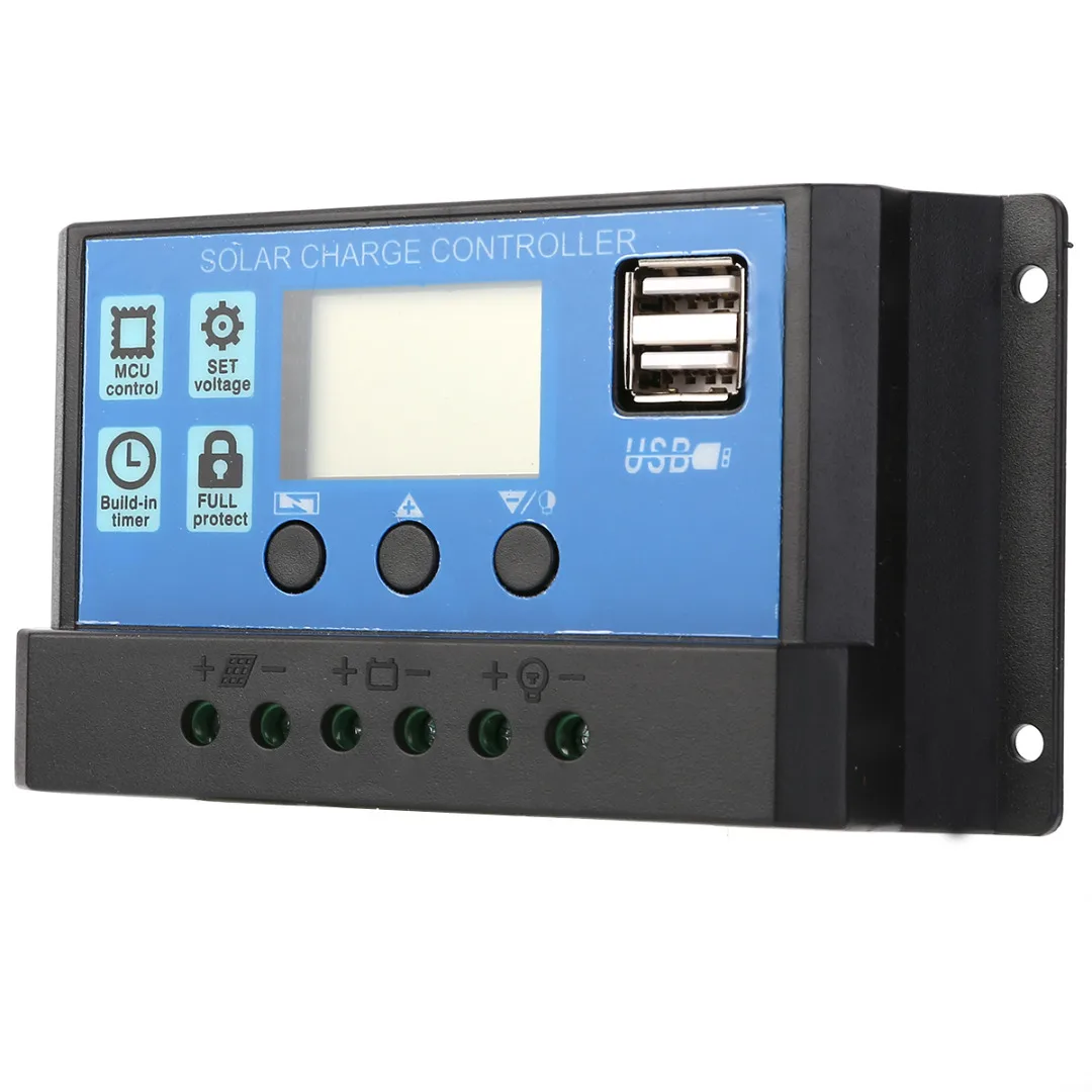 

Electrical Dual USB LCD Display PWM Battery Charging Solar Charge Controller Panel Regulator 10A/20A/30A 12V/24V