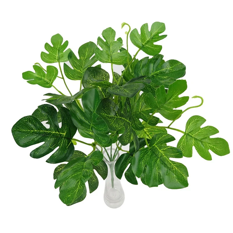 

5 Head Green Artificial Leaf Simulation Monstera Large Plant Ornament Foliage Decor Palm Emulational Leaves Festival Prop