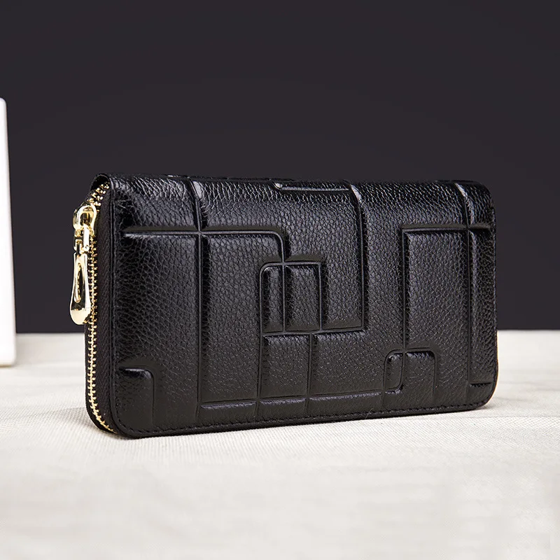 

PUOU New Style Ms Wallet for phone pocket coin holder wristlet calfskin wallets female Purse for girls Ladies