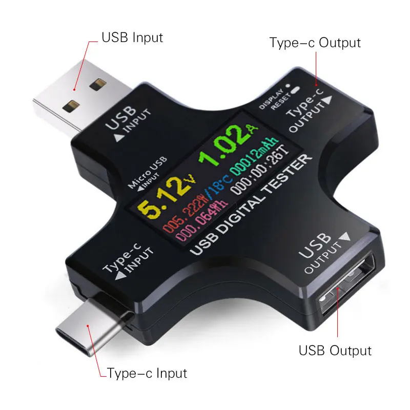 Тип-c USB мультиметр тестер ток мощность ёмкость Напряжение зарядное устройство сопротивление нагрузки PD цифровой Температура Тестер