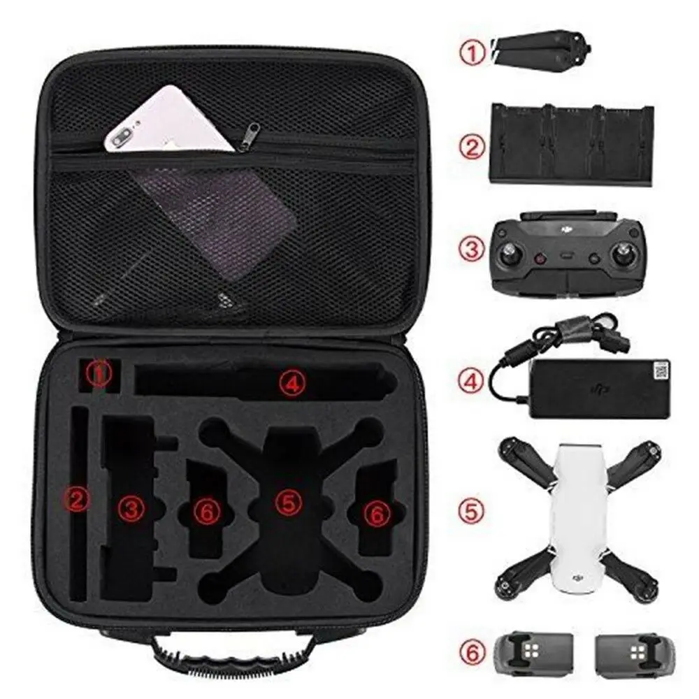 

Carrying Case Bag for DJI Spark Drone Accessories Waterproof Hard Storage Box Portable Charging Station Remote Control &Charger