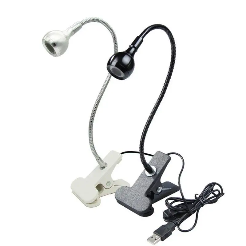 3 Вт USB Мощность светодио дный свет клип на Гибкая настольная лампа Книга Кровать рабочего лампы освещения прикроватные освещение