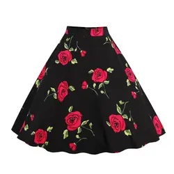 Wipalo для женщин; Большие размеры Цветочный принт юбка в стиле "Ретро" с завышенной талией с большими кругами, элегантный Винтаж