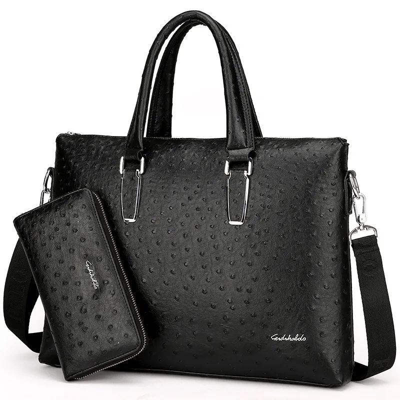 

Business Bag Men's Hand Cross Section Fashion Briefcase Men's Ostrich Pu Computer Bag One-Shoulder Men's Bag