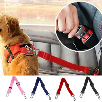 

Adjustable Dog Car Safety Seat Belt Vehicle Seatbelt Harness Lead Clip Pet Dog Supplies Safety Lever Auto Traction 43-70cm