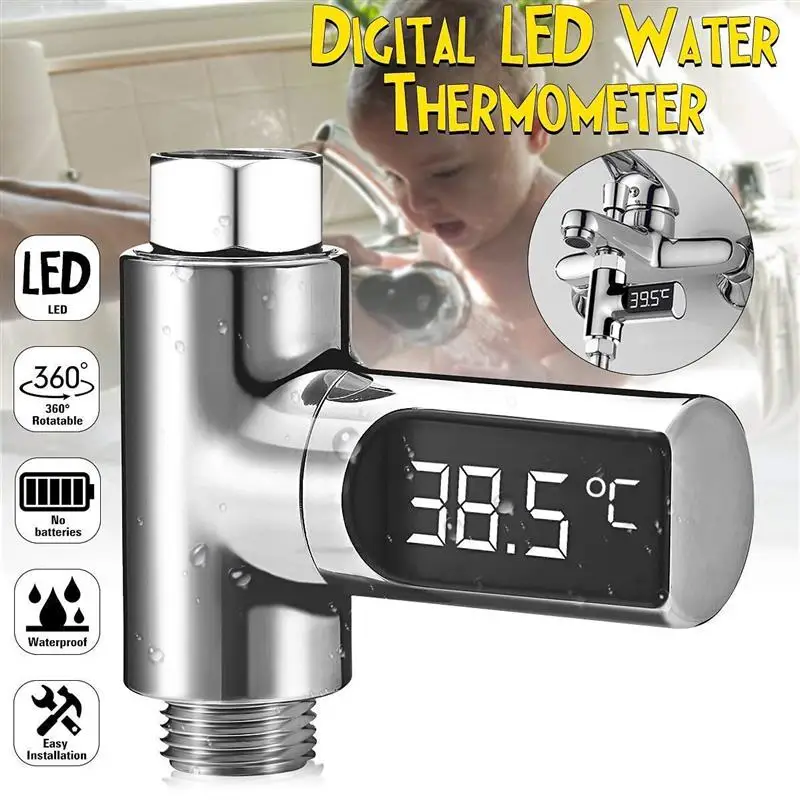 

Led Display Water Shower Thermometer LED Display Home Water Shower Thermometer Flow Water Temperature Monitor