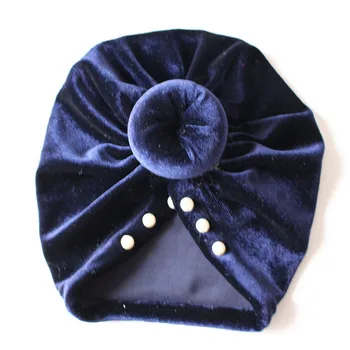 

Toddler kids Velvet Caps Fashion lovely Pearls Autumn Winter Warm hats 8M-3Y Girls Infant solid lovely Twisted Hospital Beanies