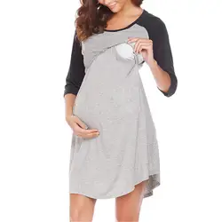 Размера плюс для беременных кормящих с длинным рукавом Свободная хлопковая одежда для кормящих матерей Топы Лоскутная Футболка для