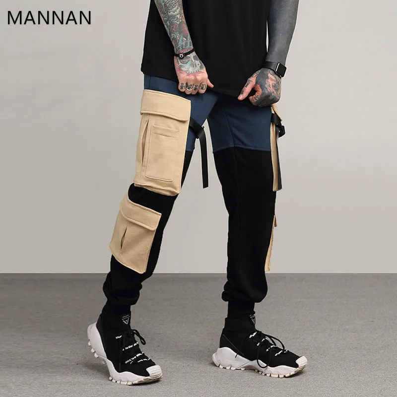 

Hip Hop Mens Joggers Pant Sweatpant Streetwear Fashion Casual Splicing and Color ninja bandage Track Pants Sweat Trouser Modis