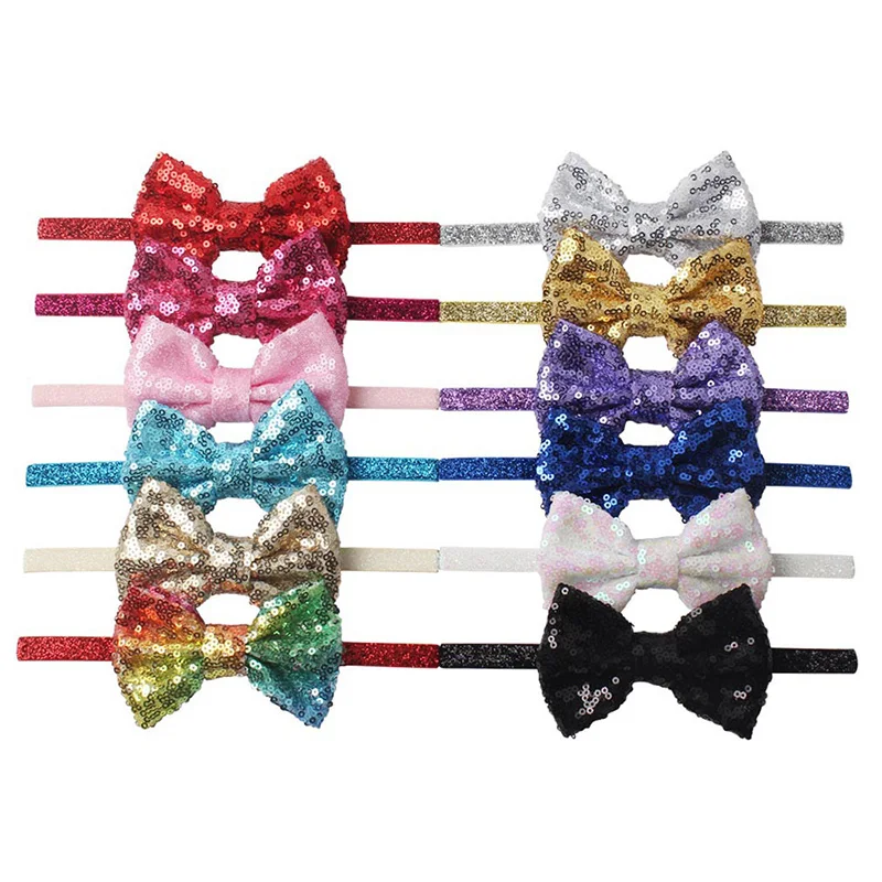 

Sale Paillette Headband For Girls Baby Kids Bowknot Hair Accessories Hair Band Glitter Headwear Solid Color 1PC 2019 New