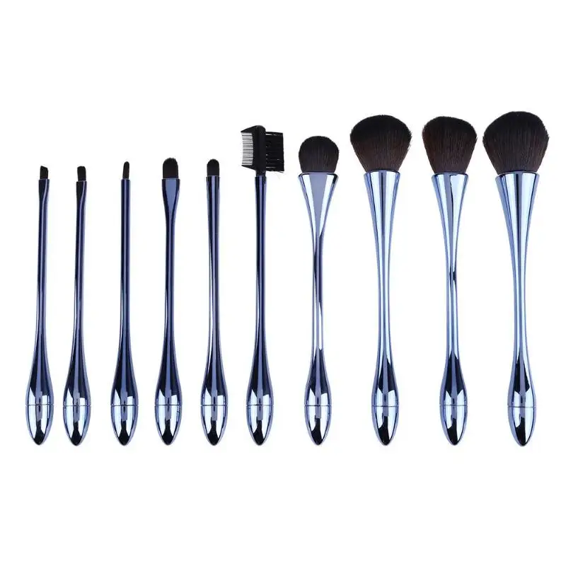 

10pcs Makeup Brushes Set Cosmetic Professional Powder Small Pretty Waist Shape Brushes Electroplated Brush Make Up Tools