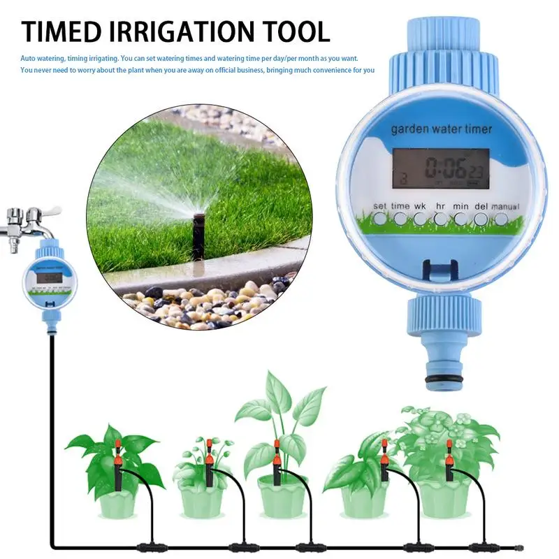 

Automatic Irrigation Watering Device Controller Timed Irrigation Tool Blue for Outdoor Indoor Lawn Plants Tree Watering Timer