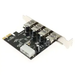 Горячая-4 порта PCI-E для USB 3,0 концентратор PCI Экспресс-адаптер расширения 5 Гбит/с скорость Топ