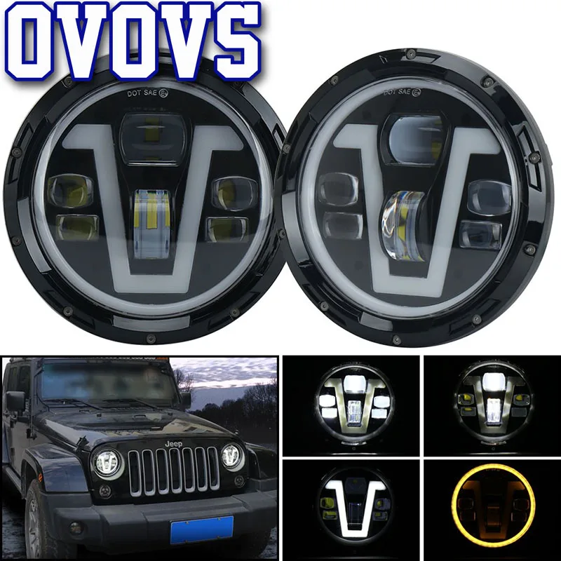 

7" Koplamp led faros 4x4 angel eyes turn signal lights for jeep Land rover Lada niva hummer H1 H2