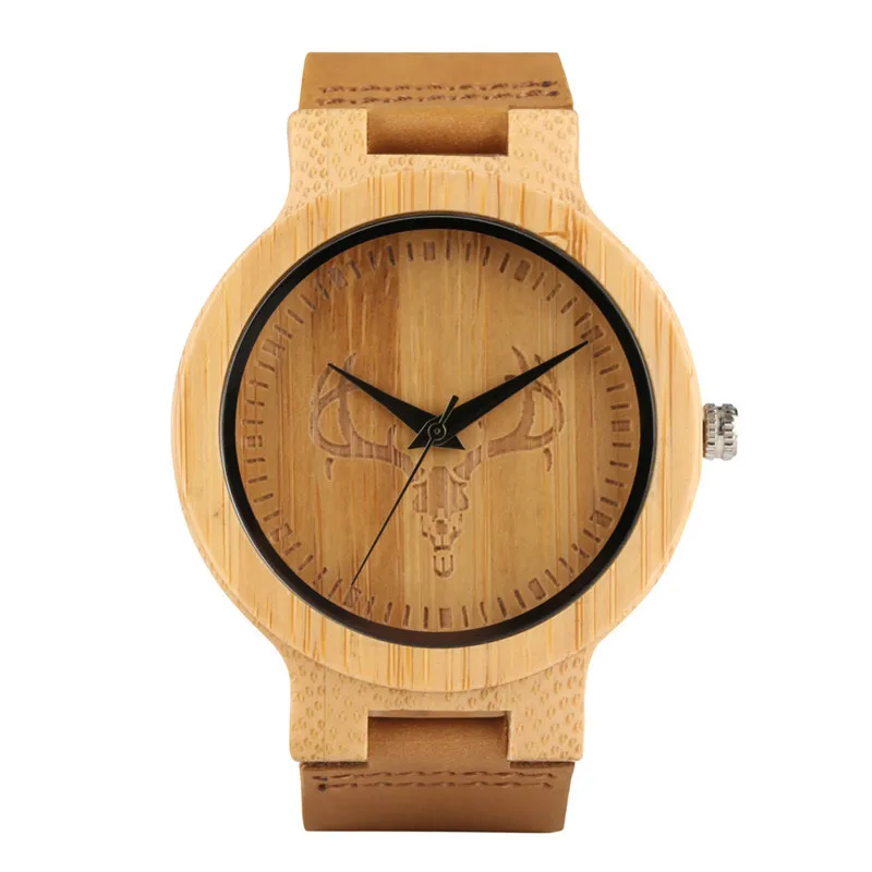 Мужские деревянные часы резьба большой циферблат деревянные часы прочный ручной работы люксовый бренд кожа кварцевые часы Женщины