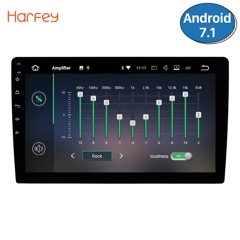 

Harfey Android 7.1 10.1" Car Radio For Universal GPS Audio Head Unit Tochscreen Multimedia Player Support Bluetooth 4G AUX DVR