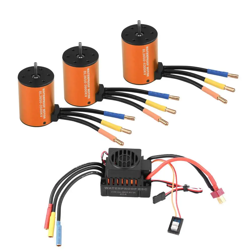 Водонепроницаемый бесщеточный двигатель Rcharlance 3650 с 60A ESC для радиоуправляемого