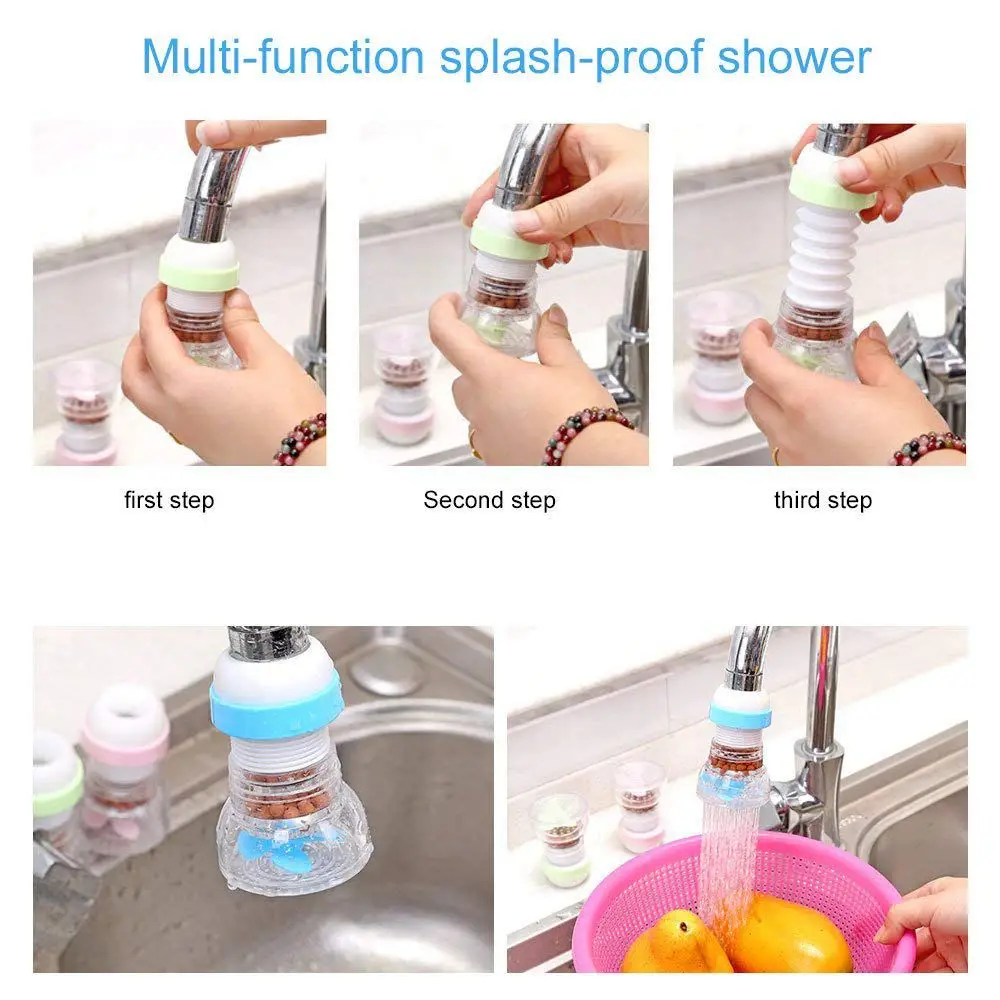 

WSFS Hot Faucet Water Filter,360 degree Rotation Scalable Medical Stone Faucet Water Filter System for Kitchen, Bathroom (Bl